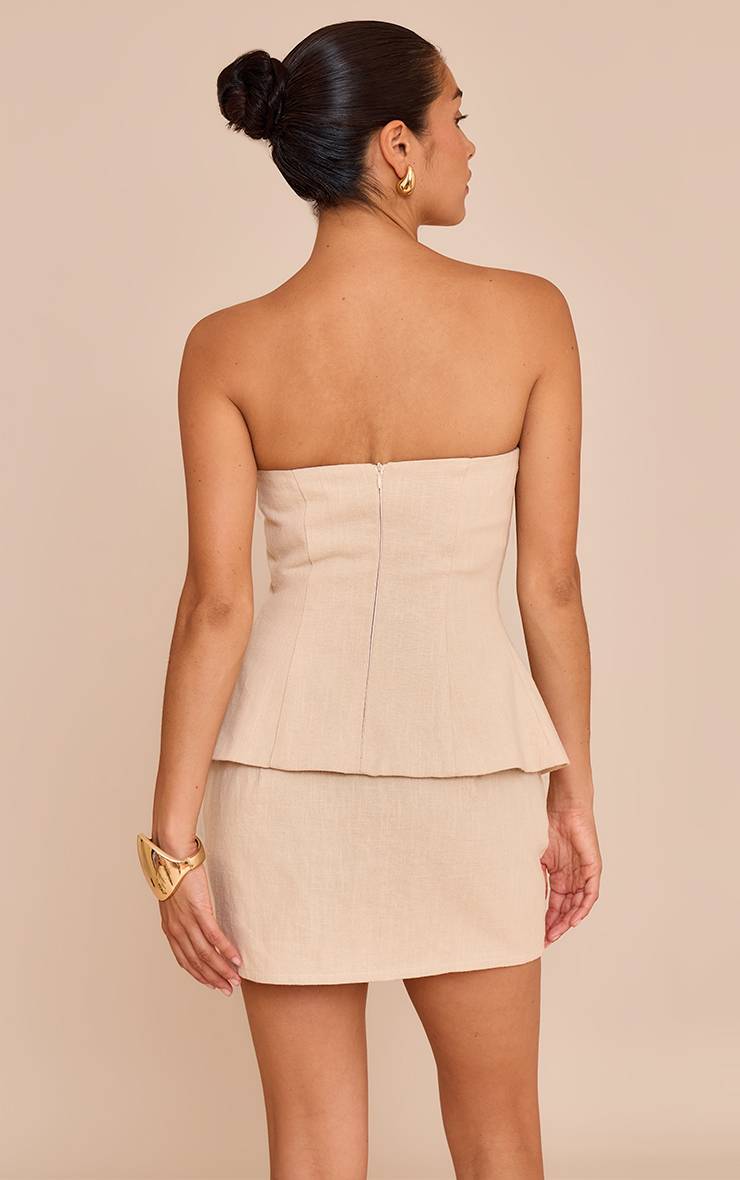Naturel Top Bandeau Long Aspect Lin Premium Petite Ensemble Coordonné