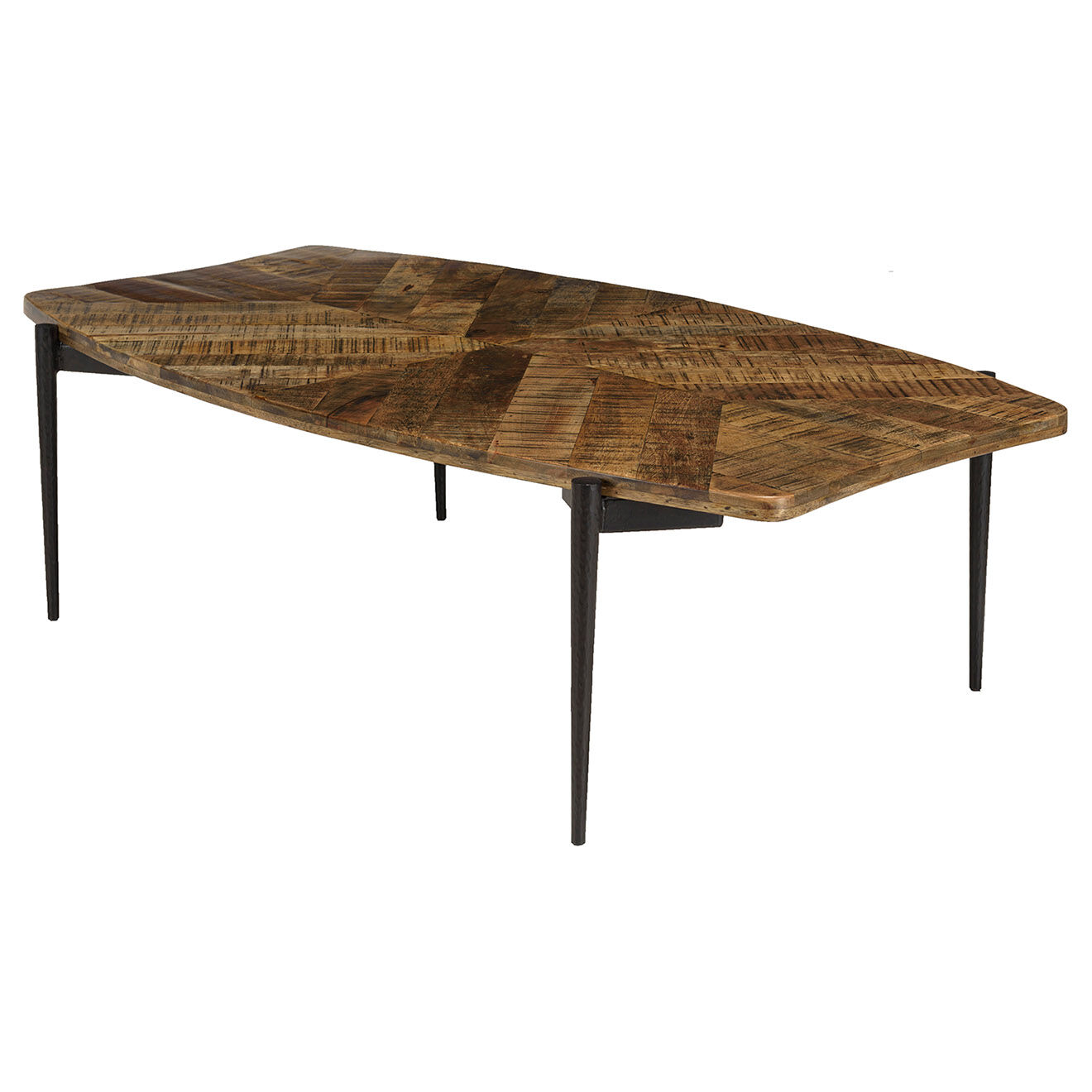 Macabane Table basse bords concaves en bois recyclé Kiara bois - 135x78x40 cm