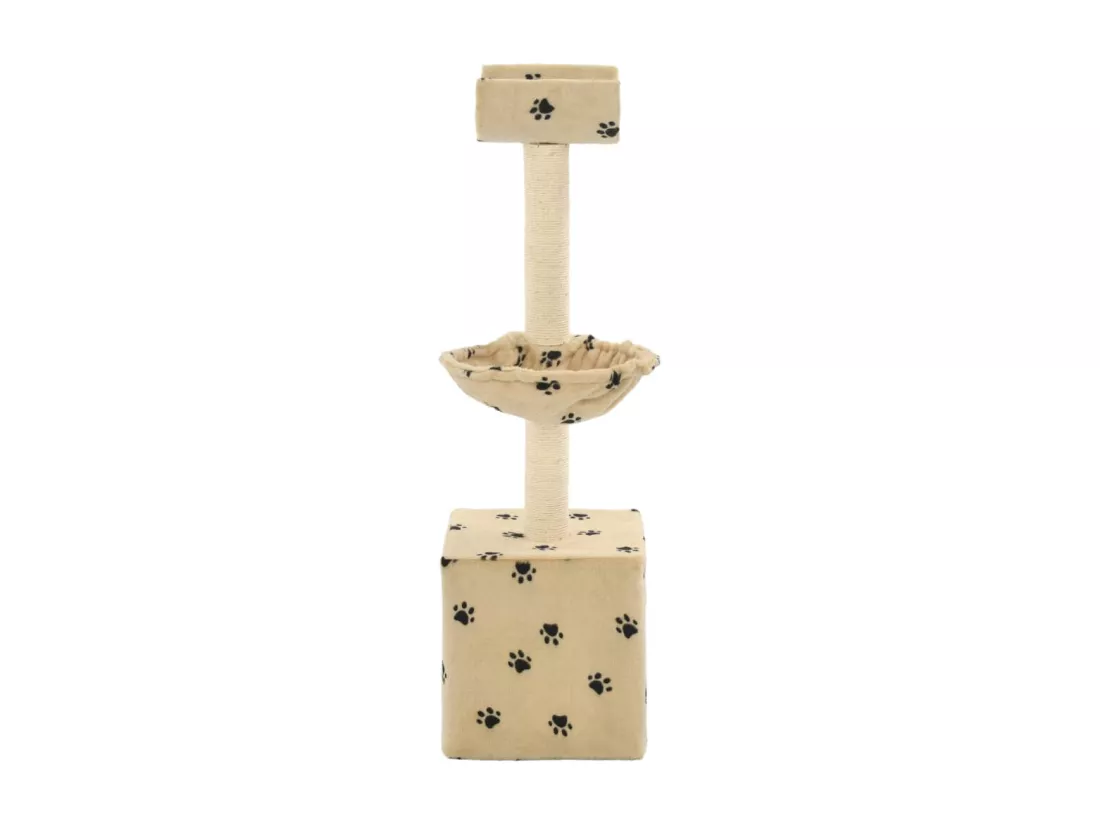 Arbre à chat et griffoirs en sisal 105 cm Beige Motif de pattes