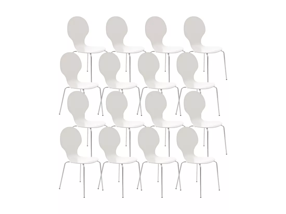 Lot de 16 Chaise de conférence - Bois - Blanc - DIEGO