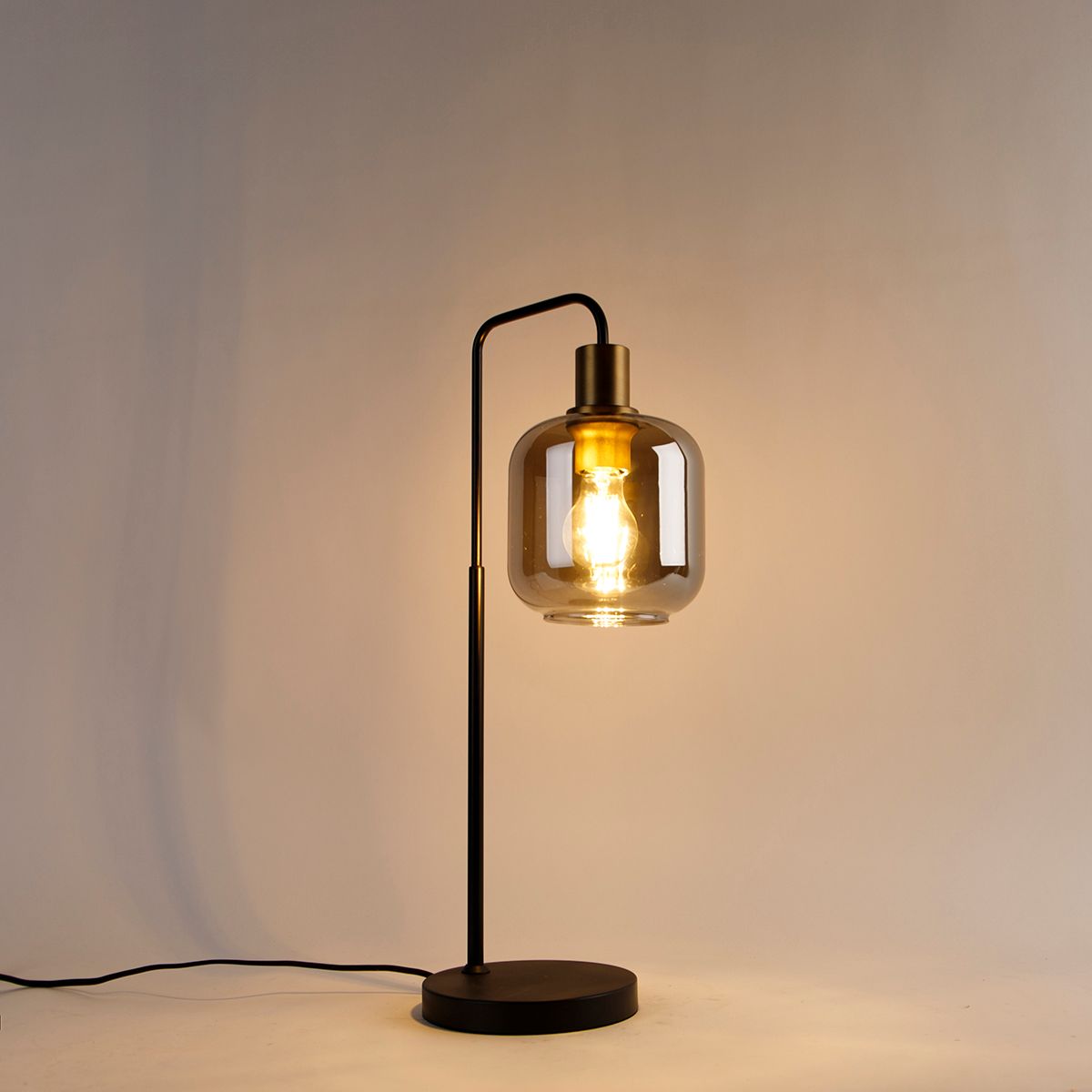 Smart tafellamp zwart met goud en smoke glas incl. Wifi A60 - Zuzanna