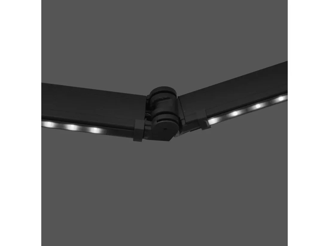 Store banne electrique gris +led coffre 5x3m aluminium noir