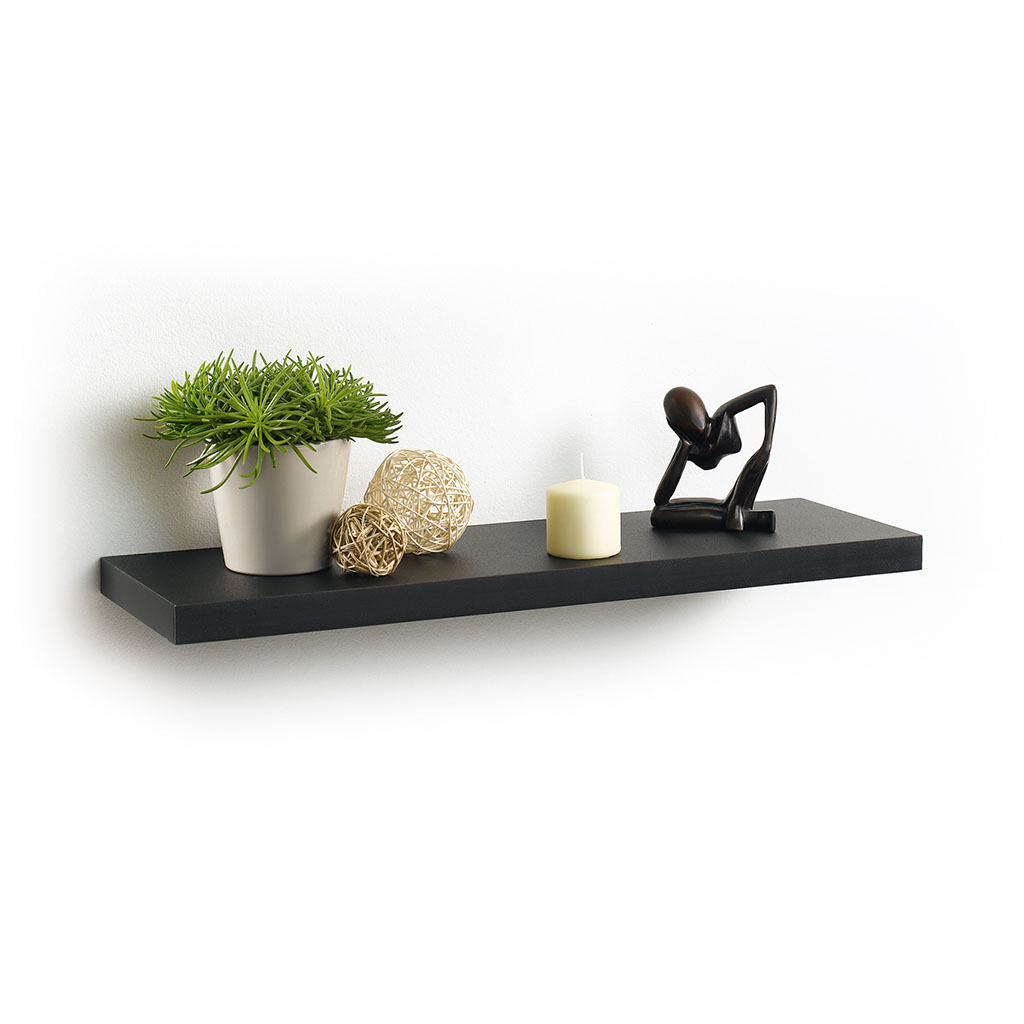 Étagère murale flottante noire 75x23cm