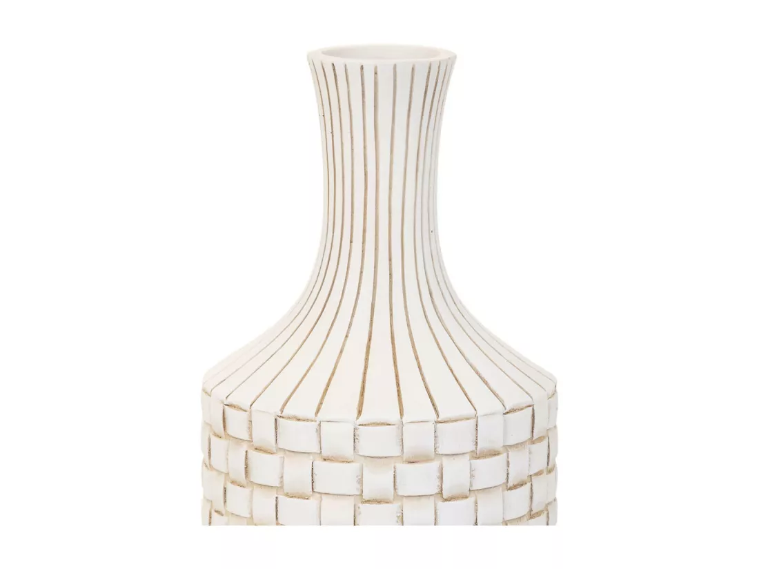 Vase en polyrésine blanche 14,5x14,5x39,5h