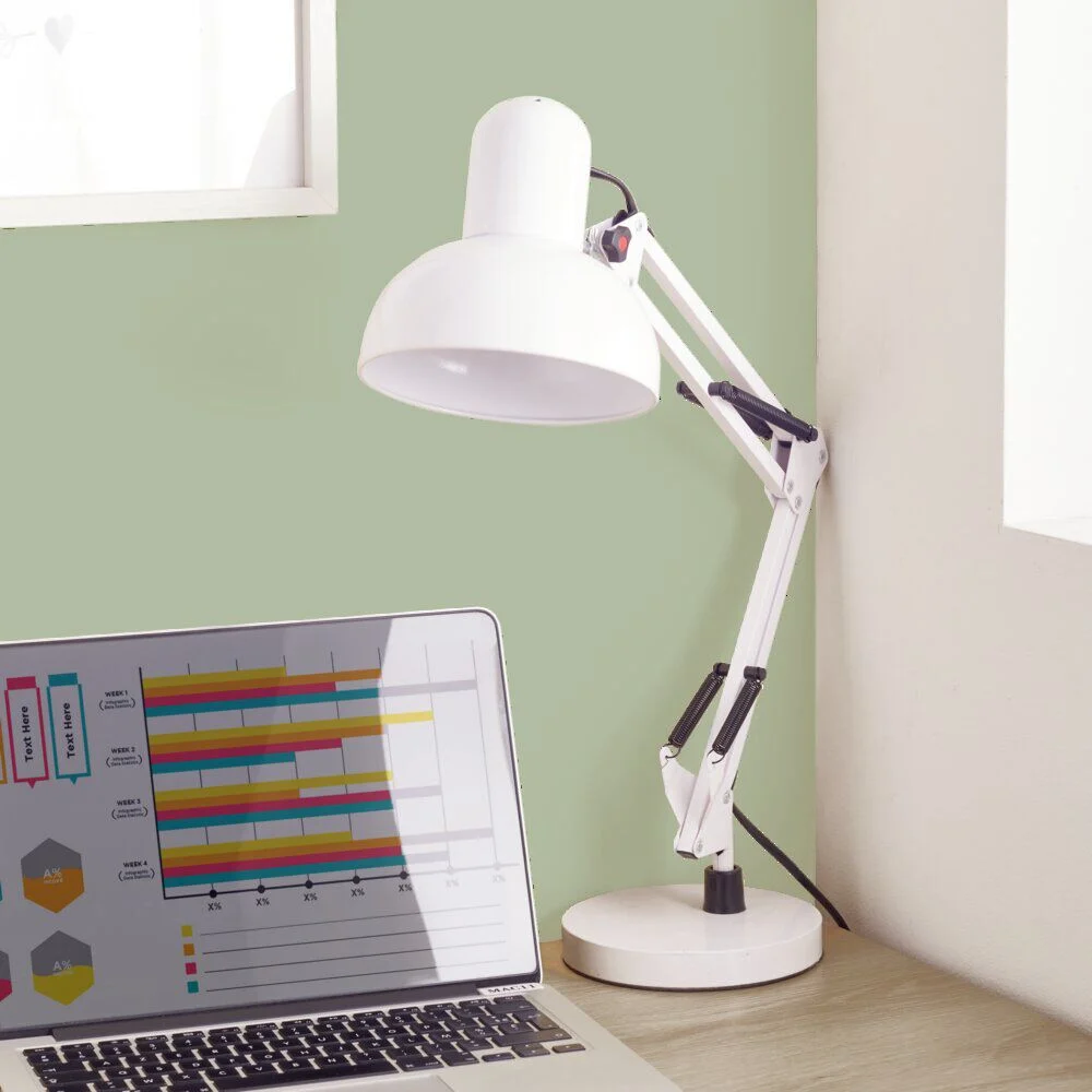 Lampe architecte métal blanc H56cm