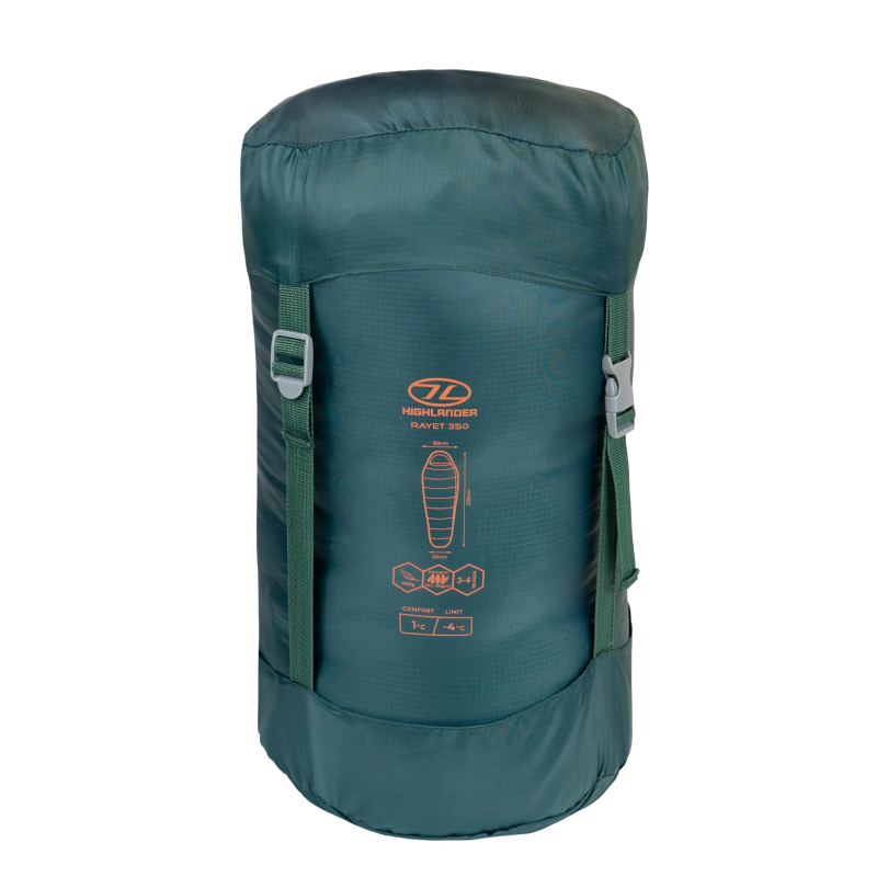 Highlander rayet 350 mummyslaapzak - green
