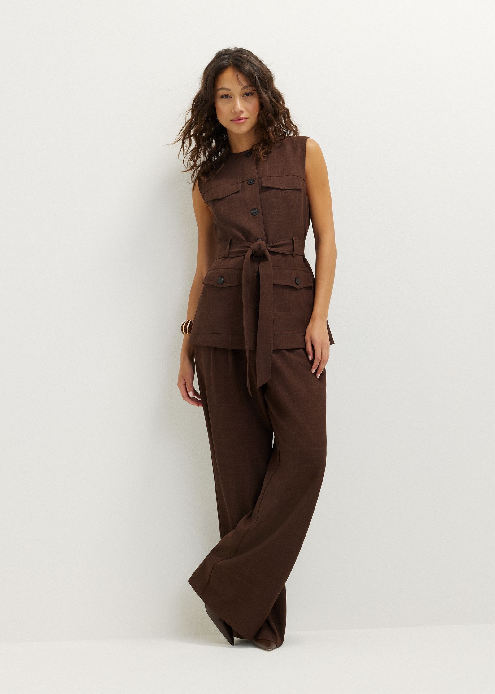 Wide leg pantalon met plooien