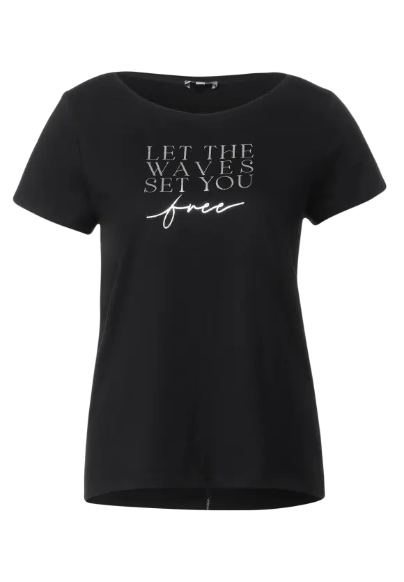T-Shirt mit Partprint - Black