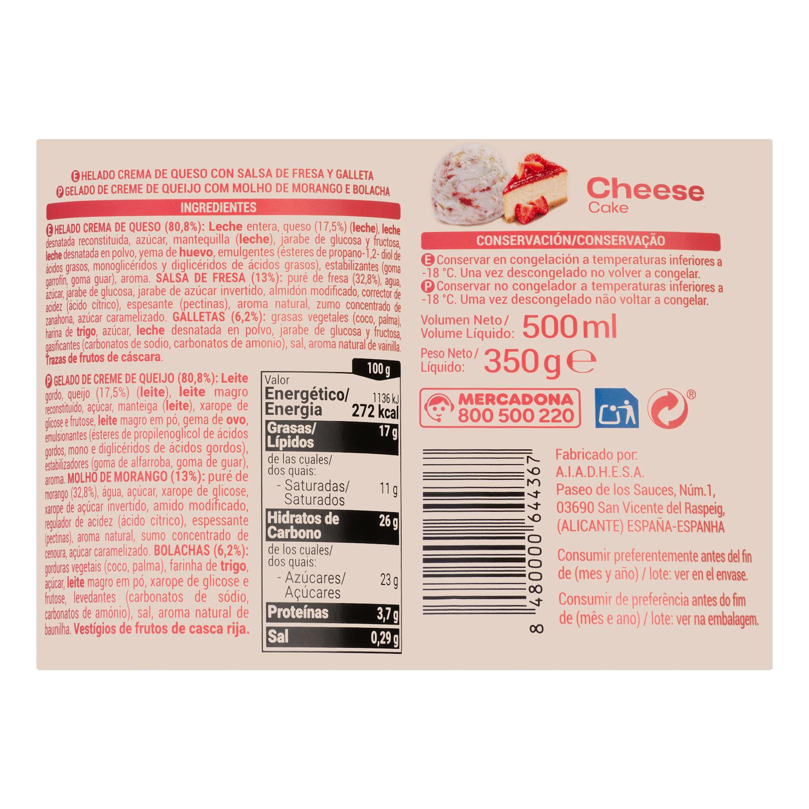 Glace au cheesecake Hacendado aux fraises