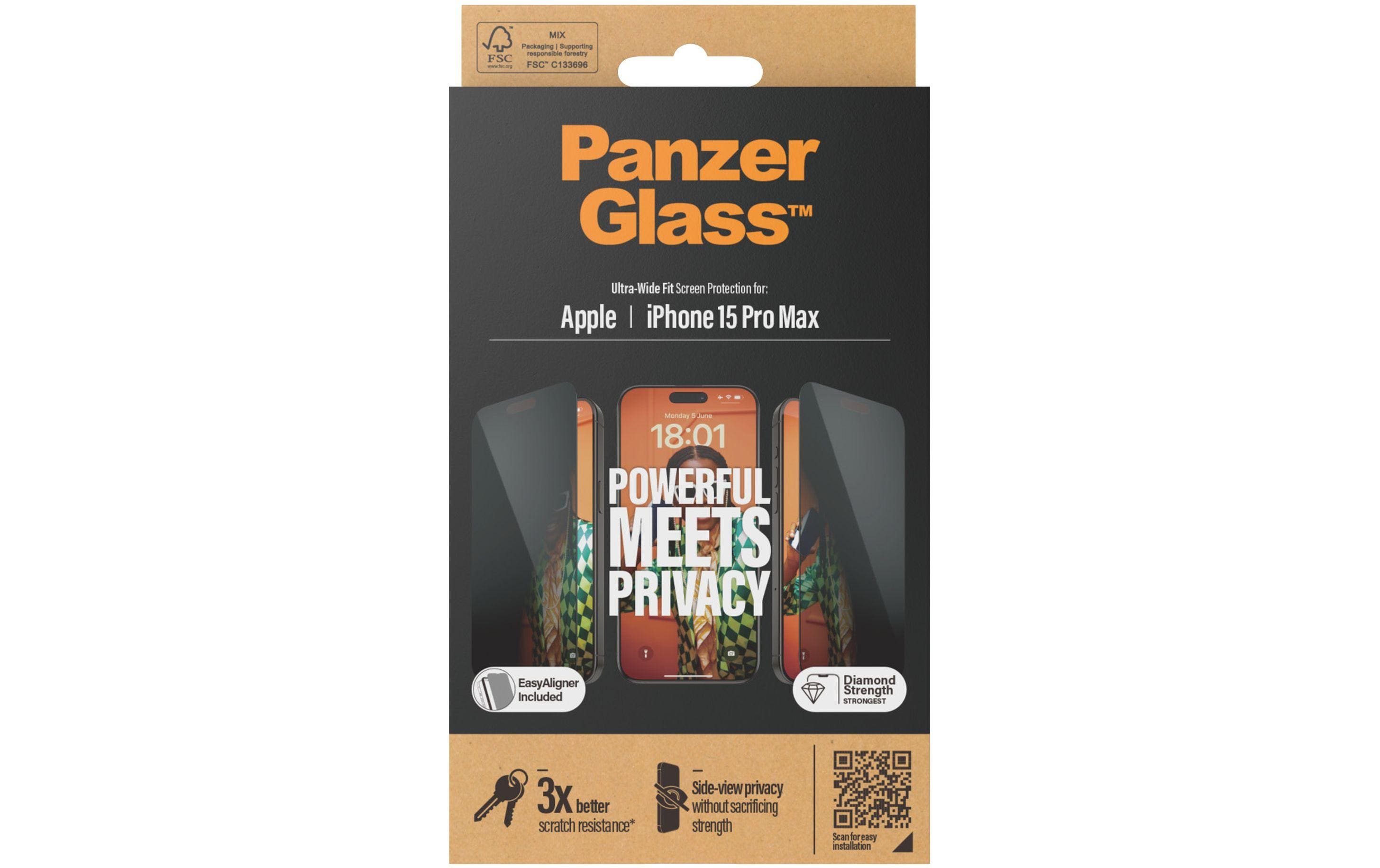 Displayschutz Ultra Wide Fit Privacy iPhone 15 Pro MaxDisplay-Schutzfolie für das Apple iPhone 15 Pro Max