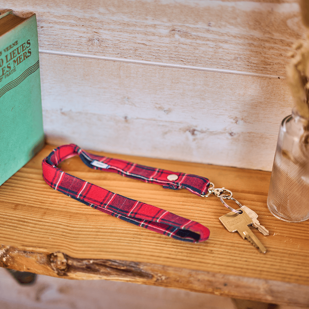 Porte-Clés Collier Tartan Rouge
