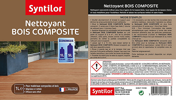 Nettoyant terrasses bois composite Syntilor 1L