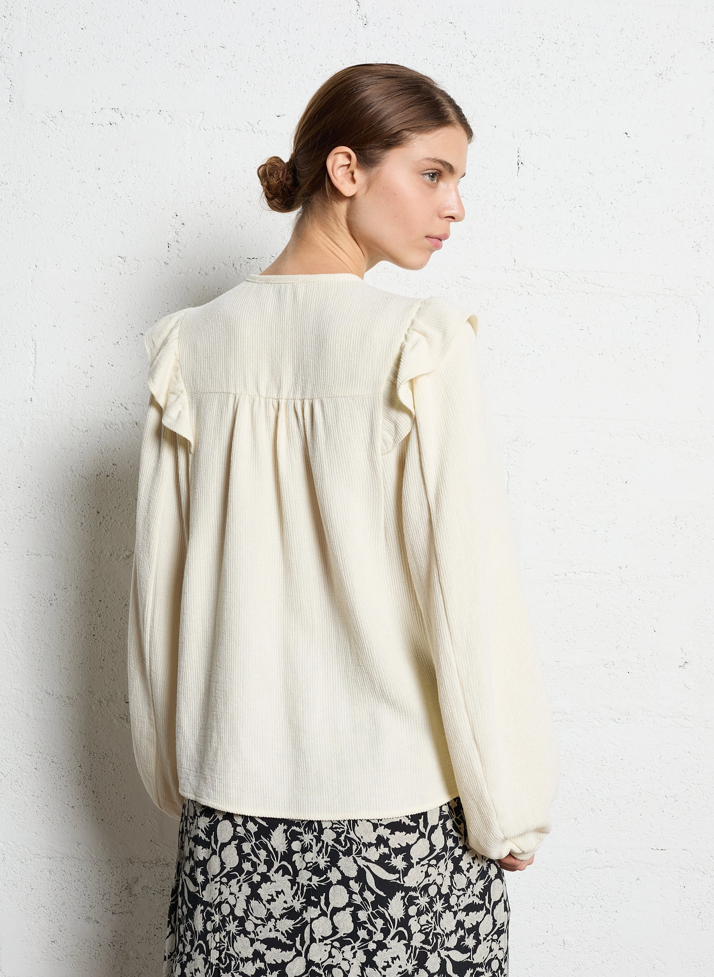 Blouse en velours côtelé de coton | Blanc
