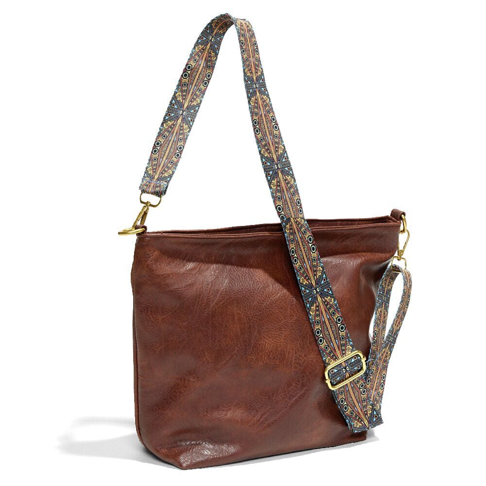 Sac à main femme fourre-tout anse ethnique amovible 32x10xH25cm - 3 modèles