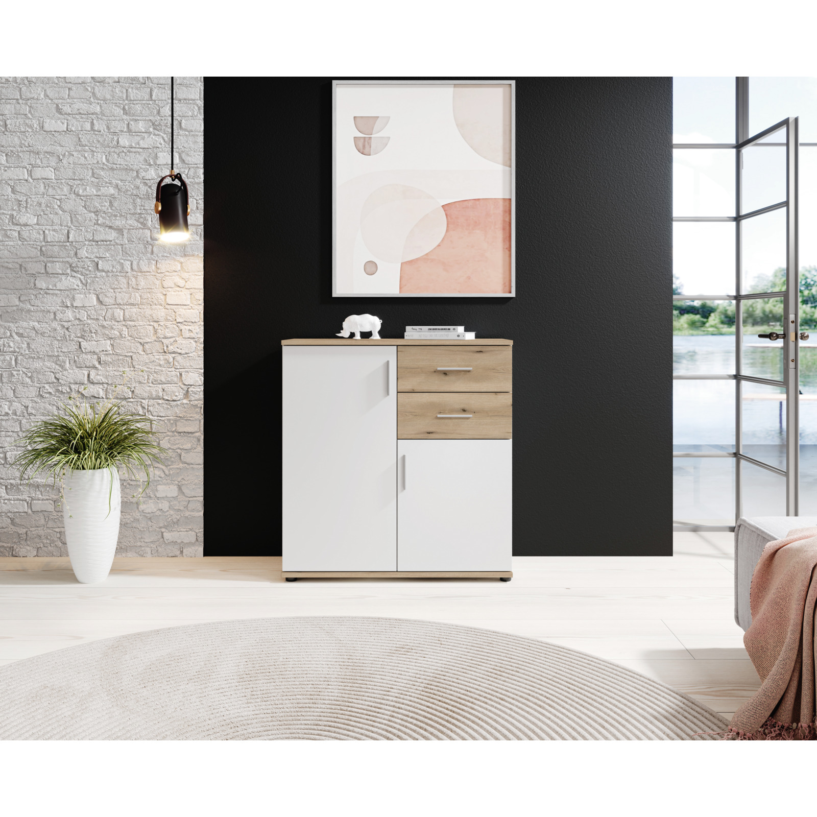 Kommode Leon Dekor Eiche Evoke weiss 80 x 84 x 35 cm