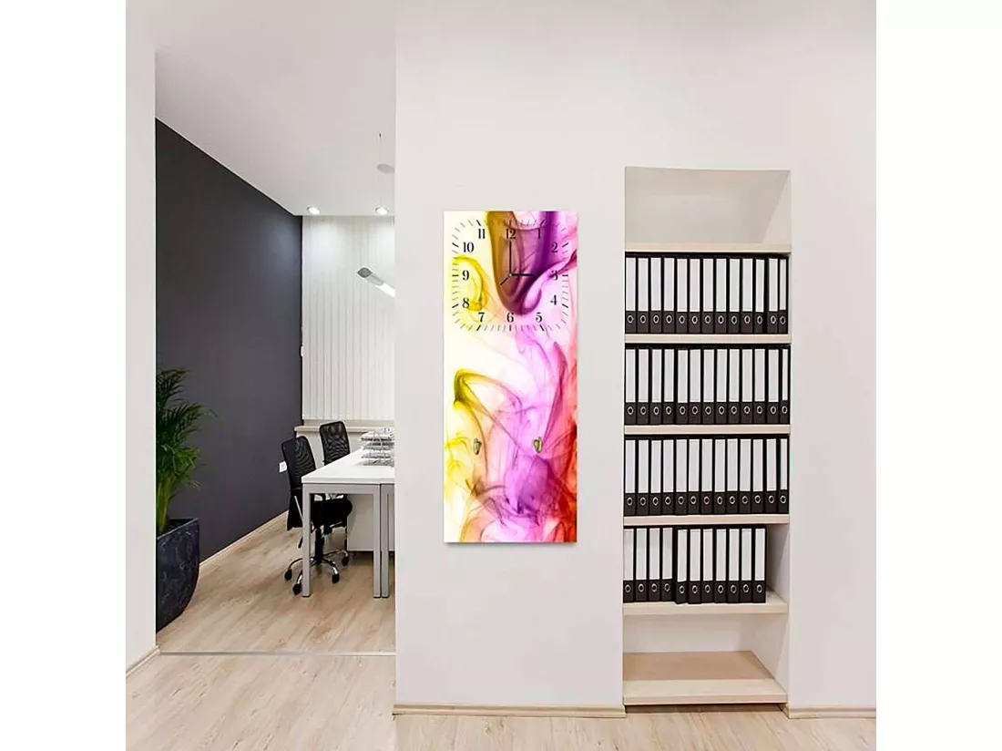 Horloge Murale Colorée avec Patères pour Fixation Facile - 40 x 118 cm