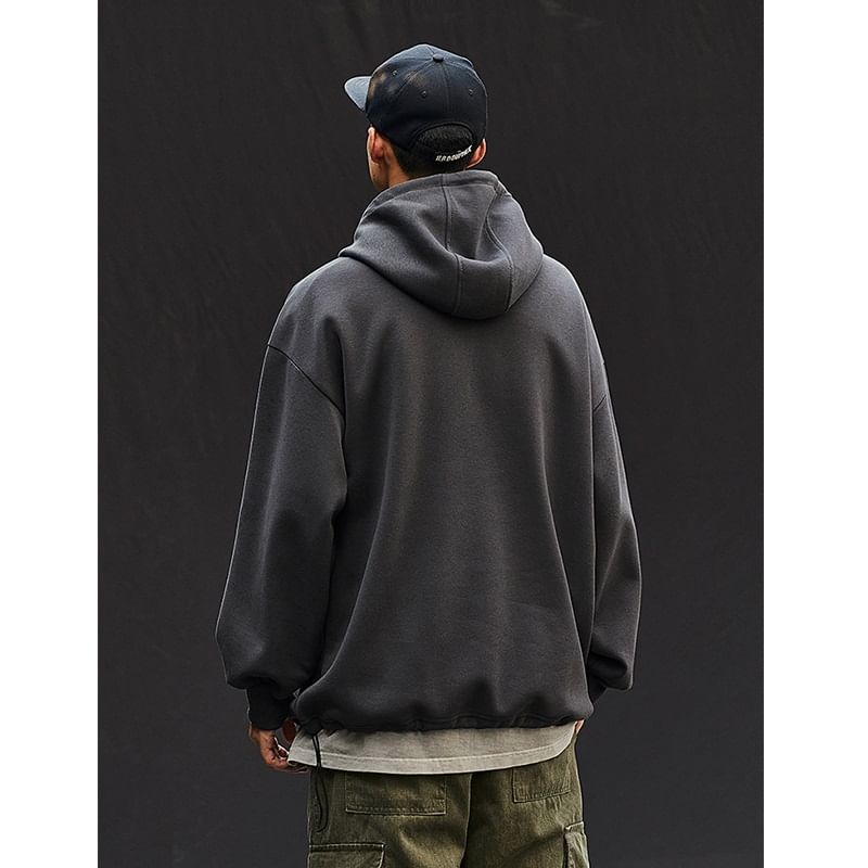 Adotuiastic - Hoodie met opstaande kraag, trekkoord en halve rits
