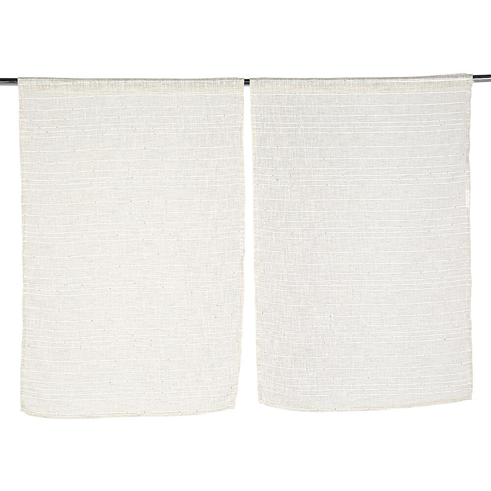 Vitrage passe tringle effet sequin taupe x2