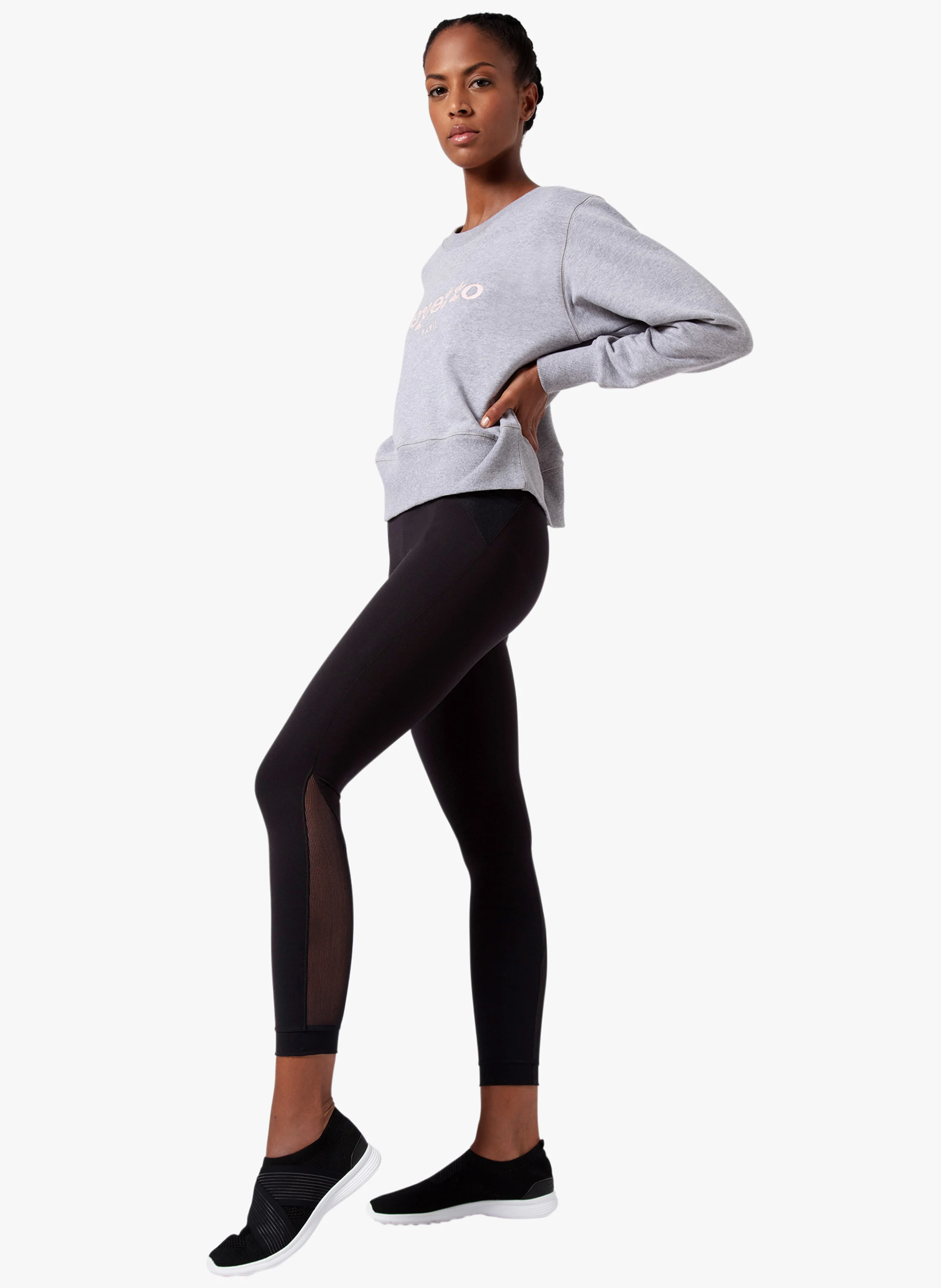 Sweatshirt col rond en coton brodé | Gris