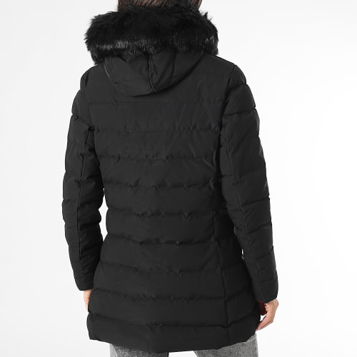 Doudoune Chauffante Capuche Fourrure Femme Stockholm Blanc Noir