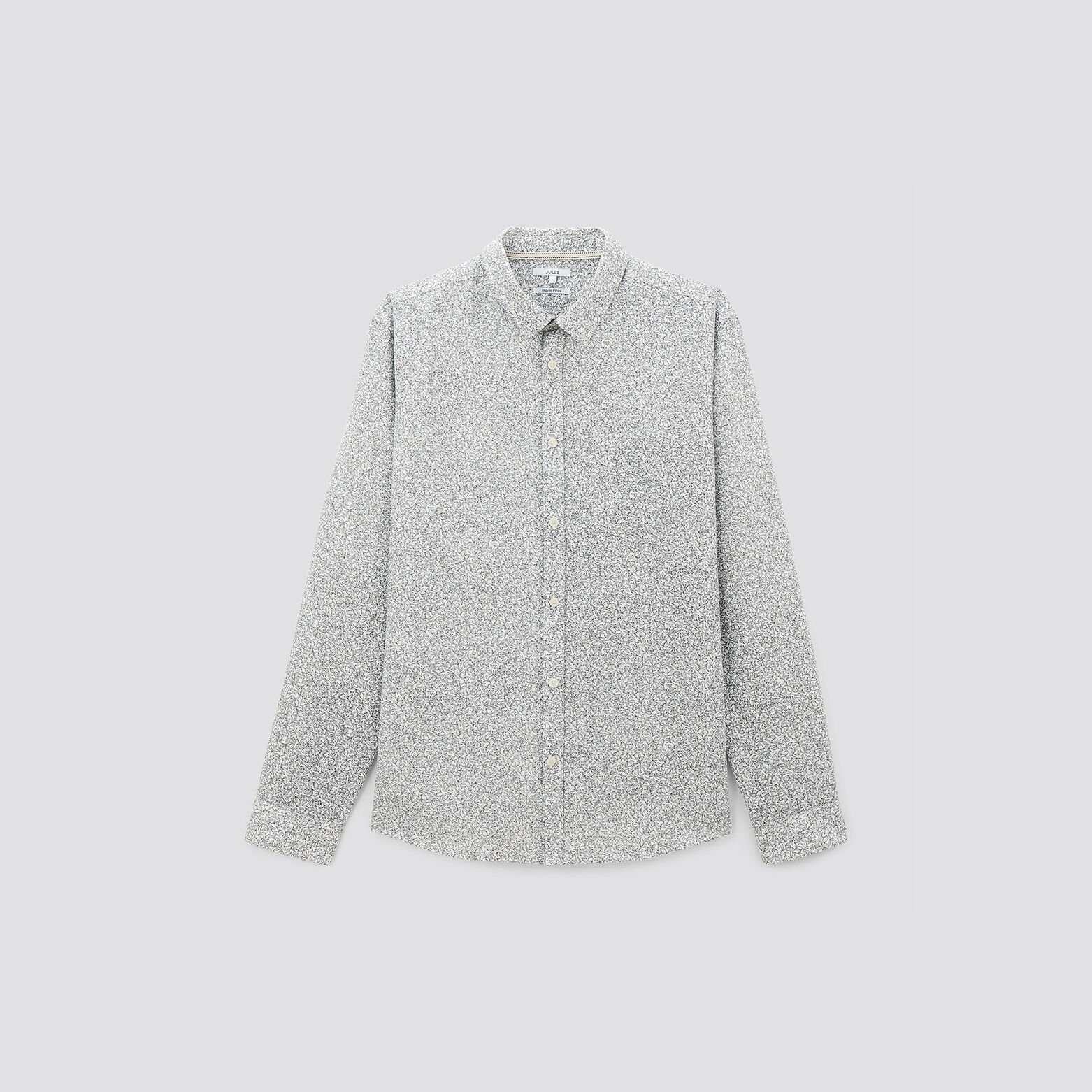 Chemise regular imprimé fleur coton lin Blanc