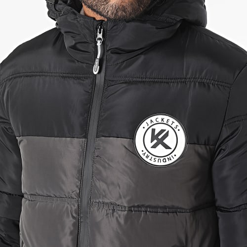 Doudoune Capuche Noir Gris