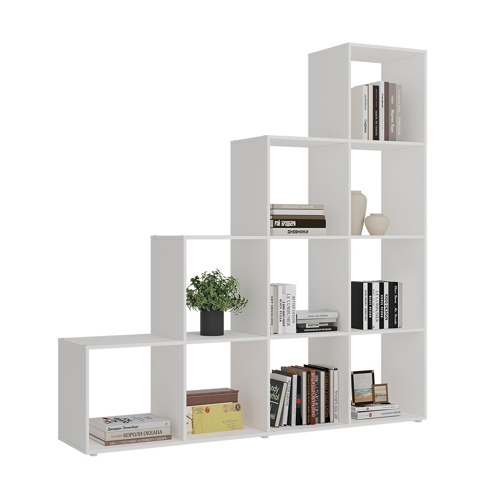 Vicco Treppenregal Aramis Weiß, 138 x 143 cm, Standregal mit 10 Fächer