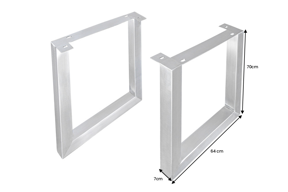2er Set Tischgestell U-FRAME 70cm Edelstahl gebürstet matt Tischbeine Kufe Esstisch