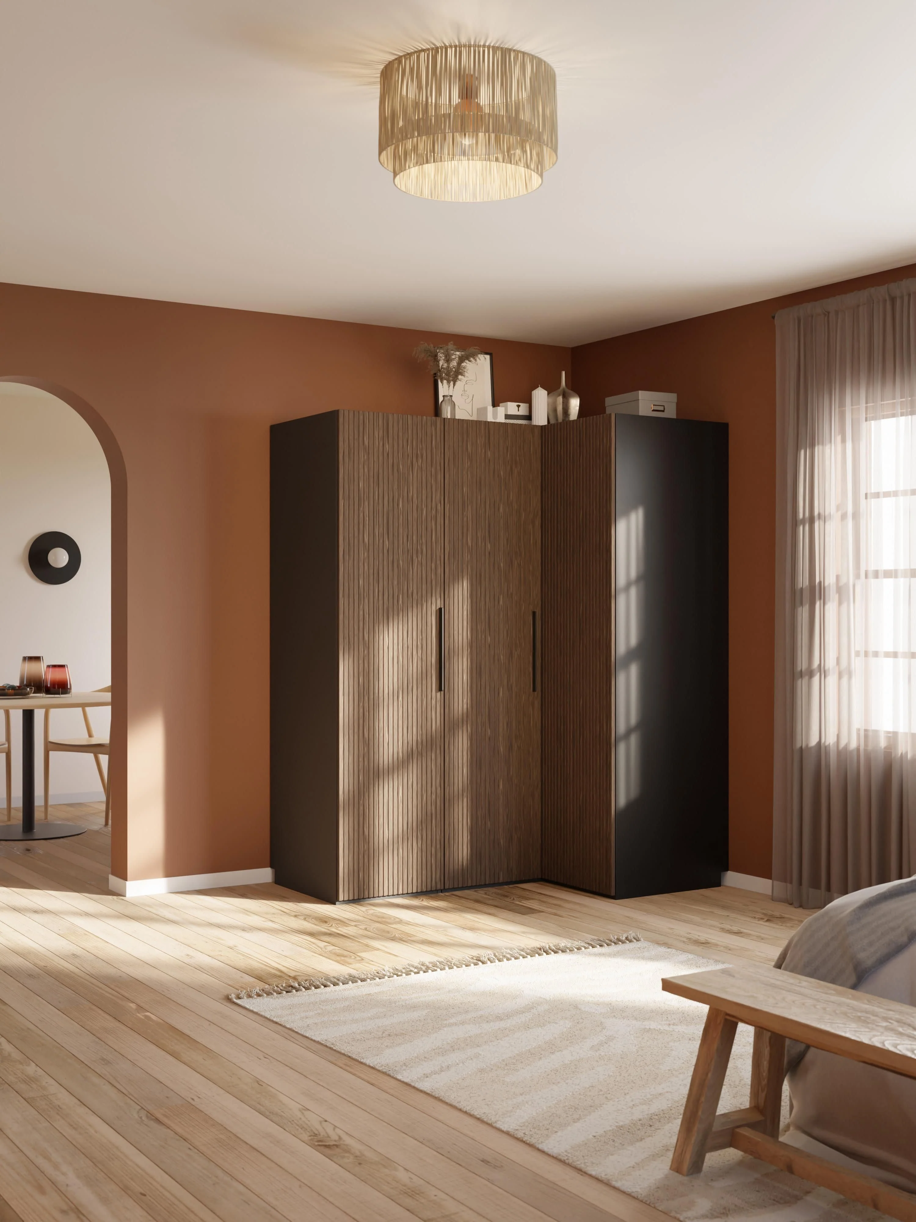 Modulaire hoekkast Simone, 165 cm breed, in verschillende formaten