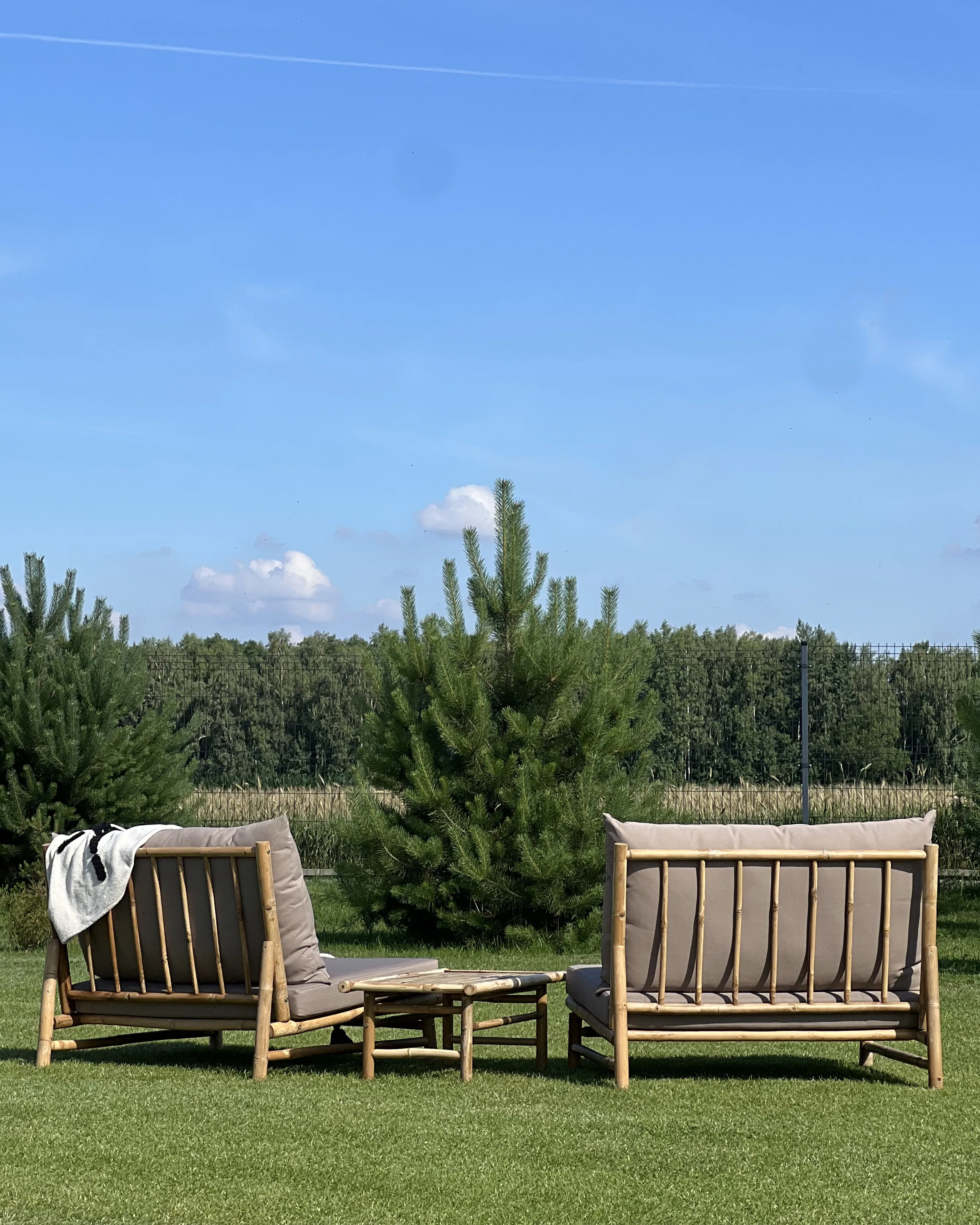 Loungeset met tafel 2-zits TODI Bamboehout Taupe