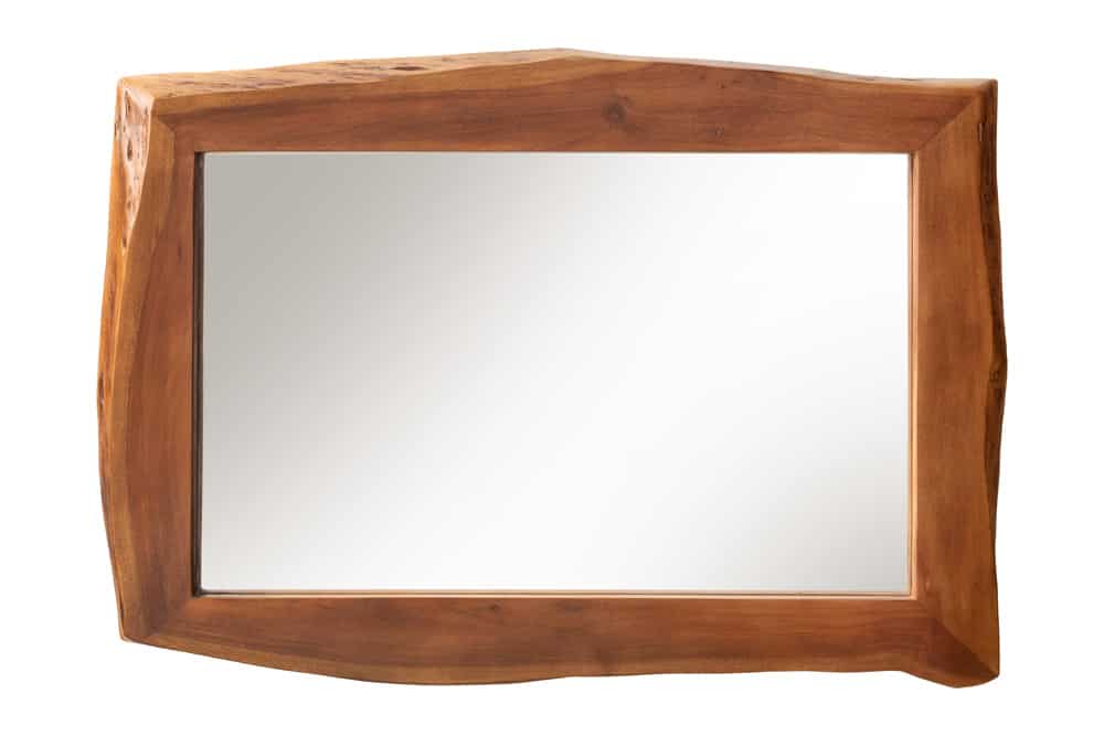 Massiver Spiegel MAMMUT 100cm braun Akazienholz Baumkante Wandspiegel