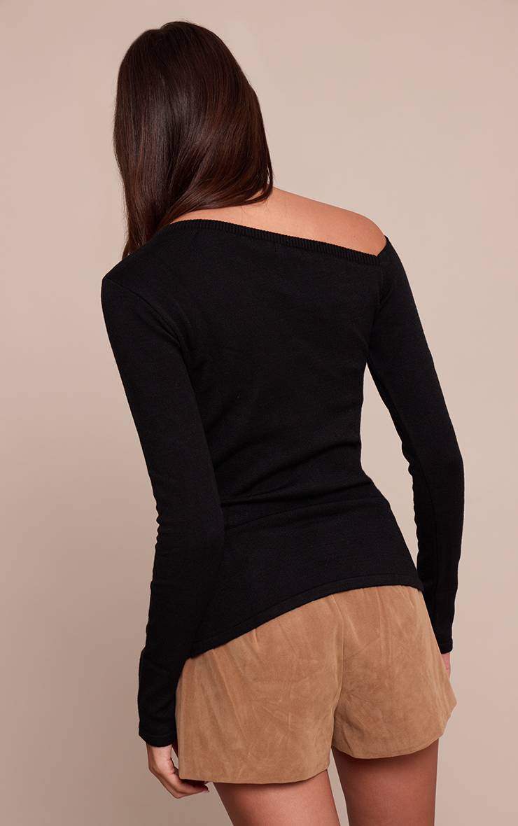 Noir Haut En Maille Asymétrique