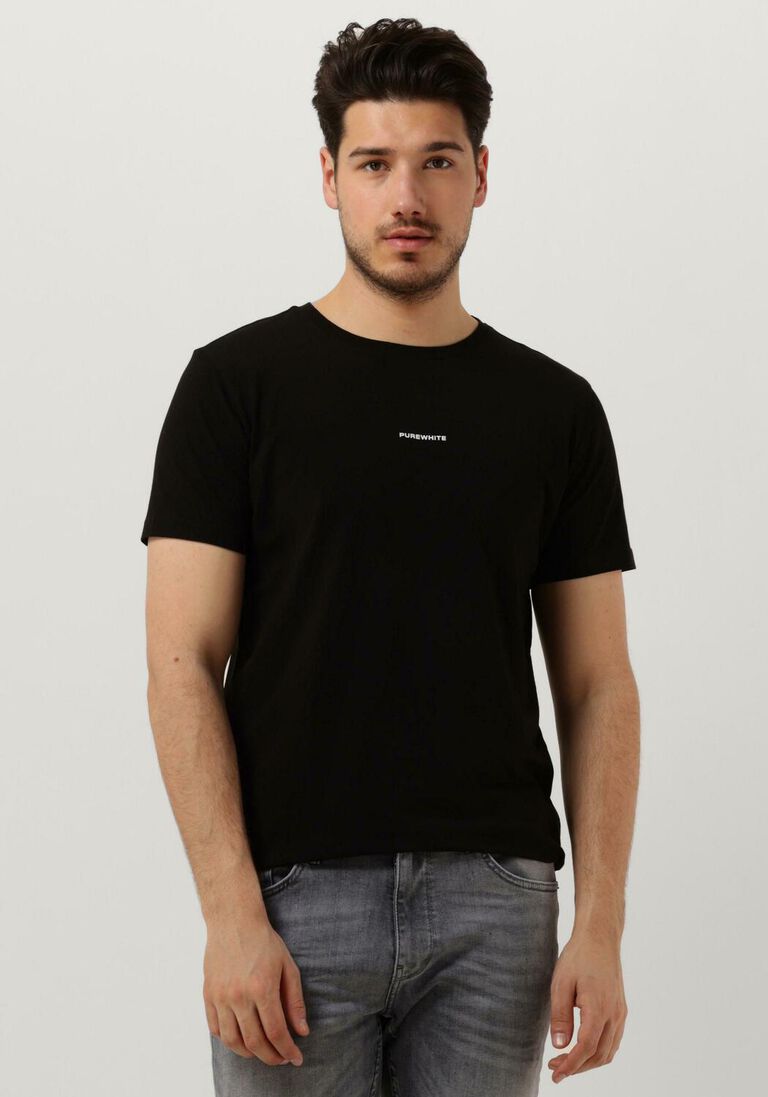 PUREWHITE zwarte purewhite t-shirt tshirt with small logo on chest and big back print
