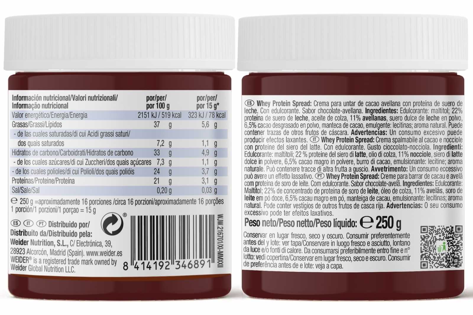 Creme para barrar Weider Whey Protein Choco 250g