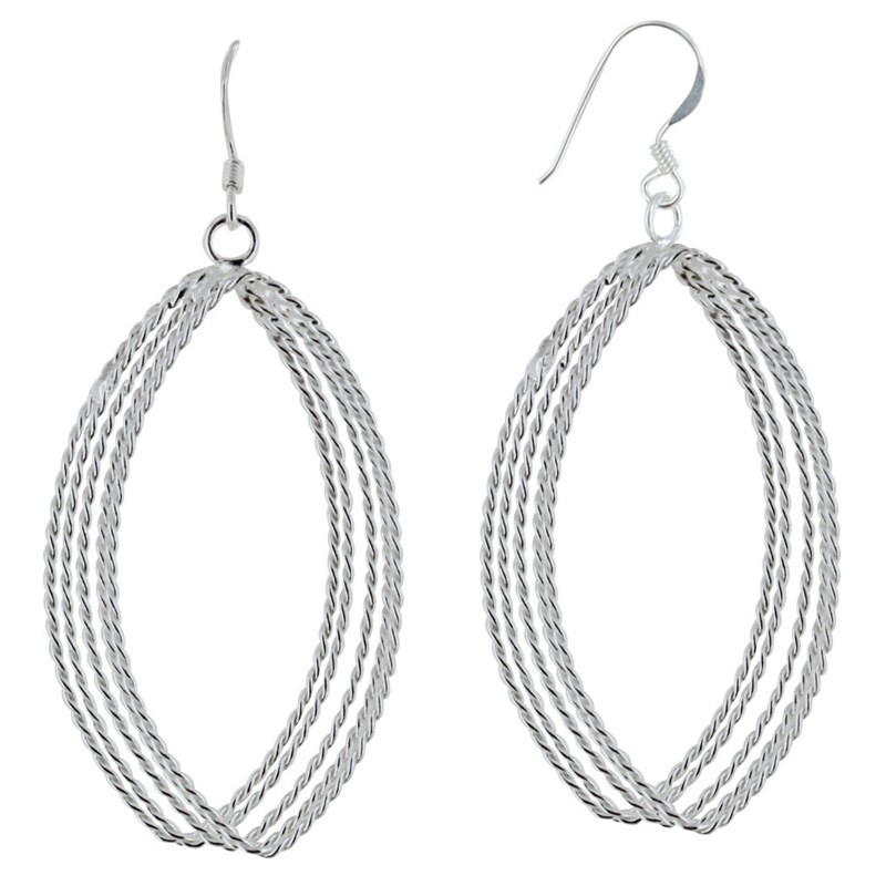 Boucles d'Oreilles Argent Cinq Ovales Torsadés