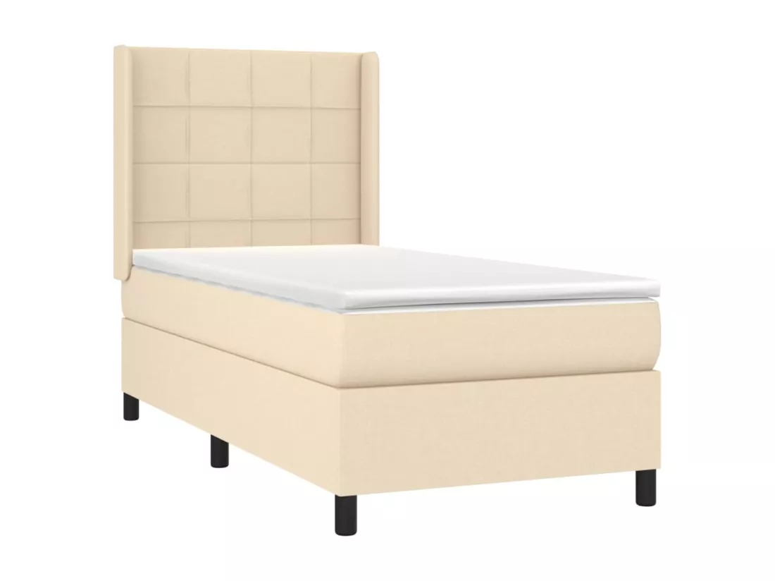 Sommier tapissier avec matelas et LED Crème 80x200cm Tissu