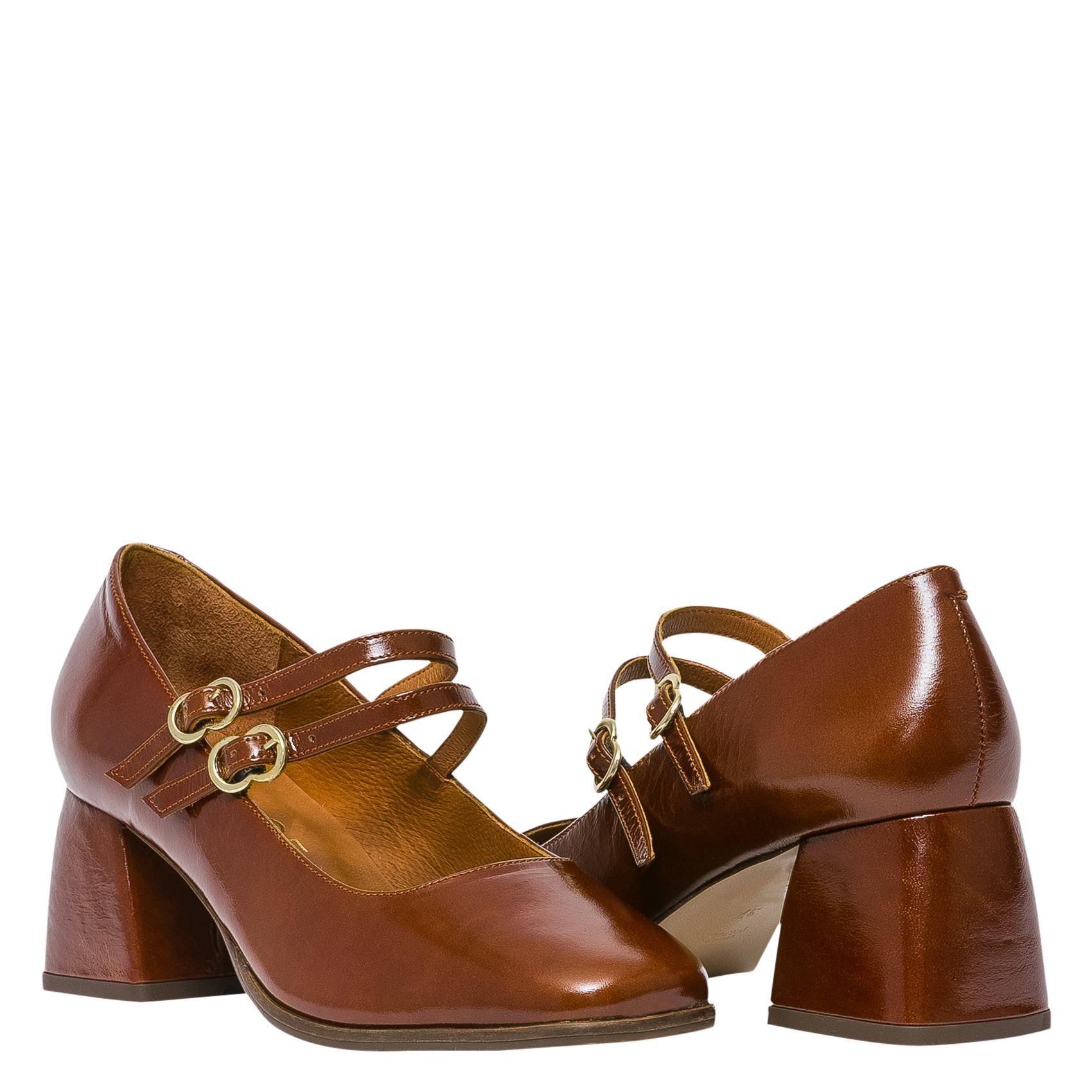 ISAURE - Babies à talons en cuir vernis | Marron