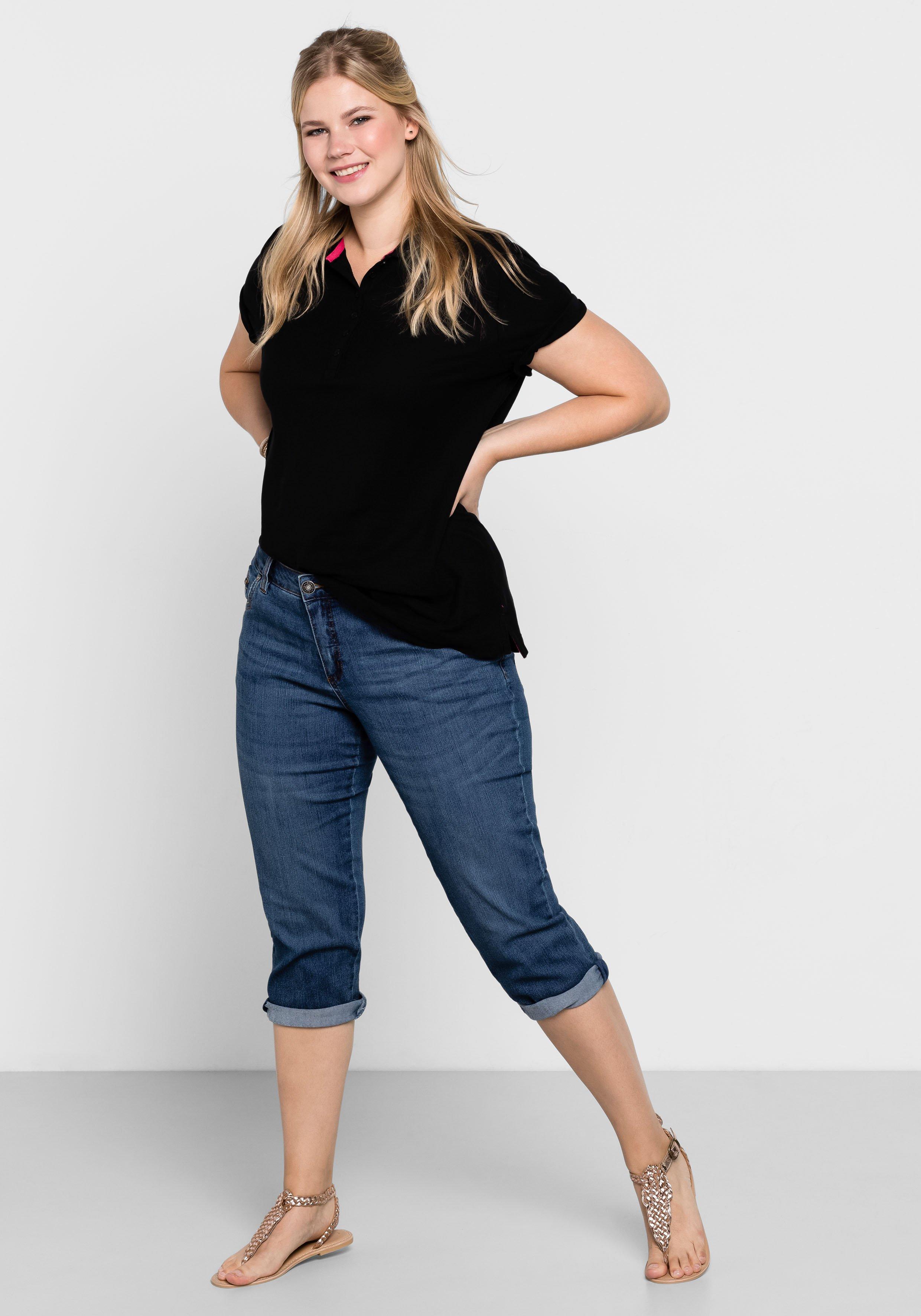 Caprijeans mit Used-Effekten