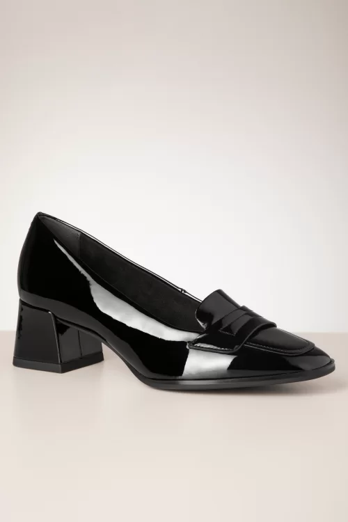Tamaris Viola Patent loafer stijl pumps in zwart