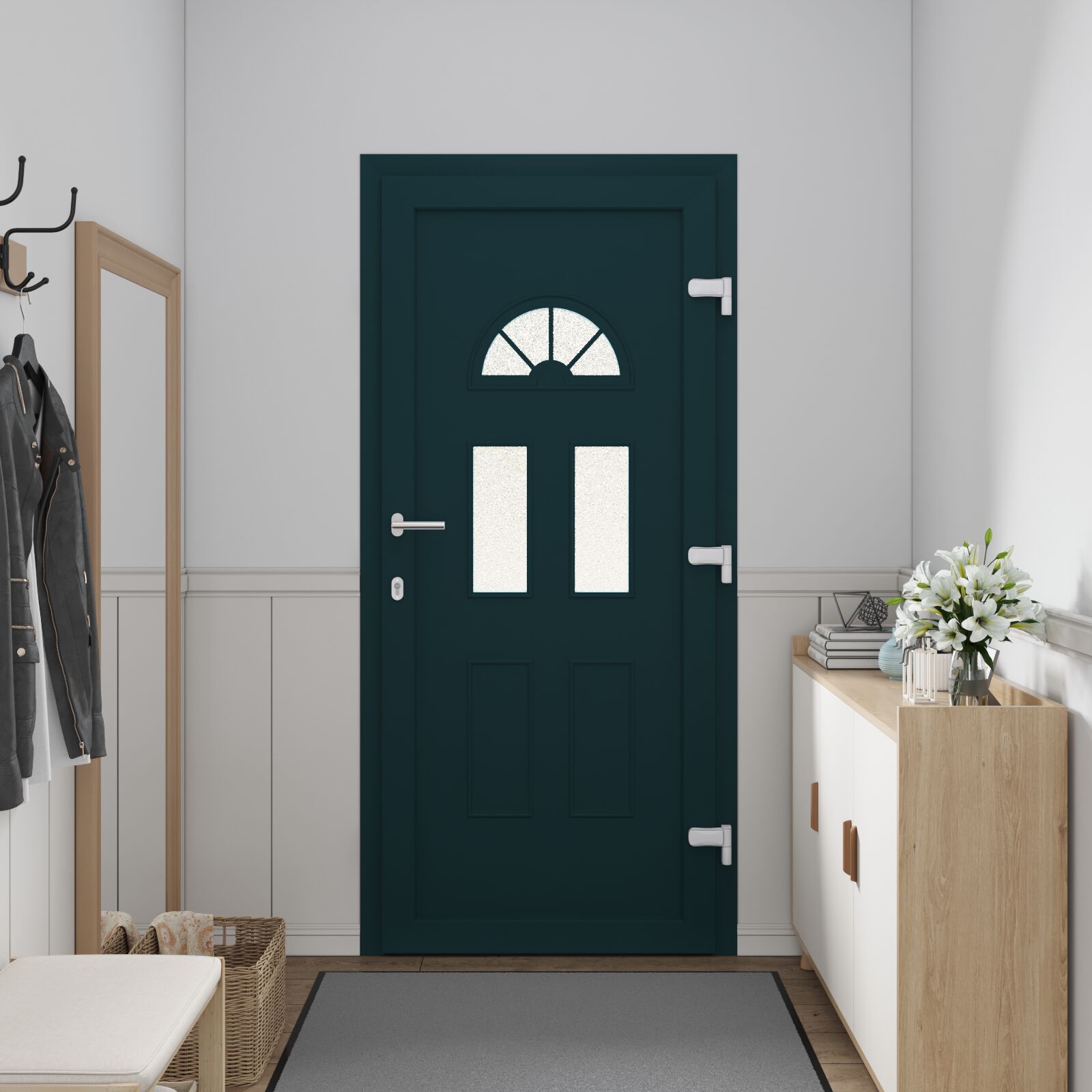 vidaXL Antraciet PVC Voordeur