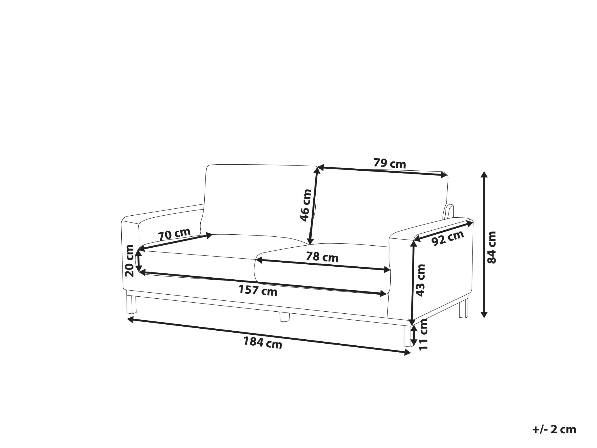 Bank 2-zits SIGGARD Stof Beige