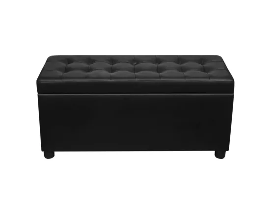 Pouf de rangement Cuir synthétique Noir