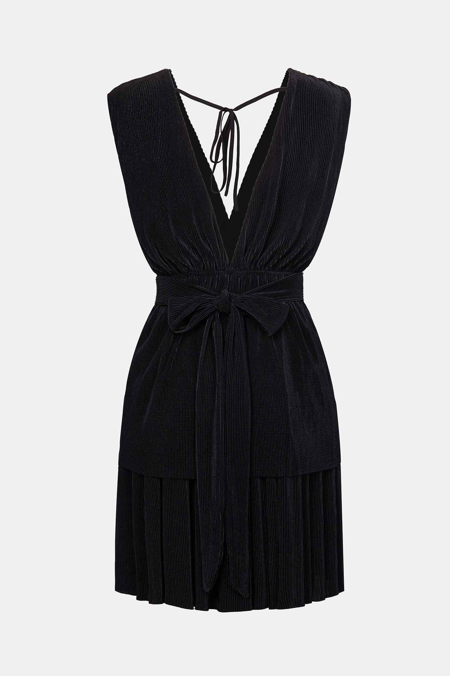 Robe mini à volants en velours côtelé