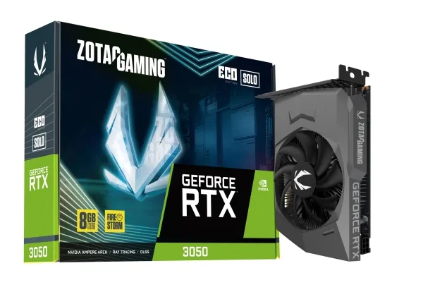 ZOTAC GAMING GeForce RTX 3050 ECO SOLO - Grafikkort - GF RTX 3050 - 8 GB GDDR6 - PCIe 4.0 x8 - 3 x DisplayPort, HDMI