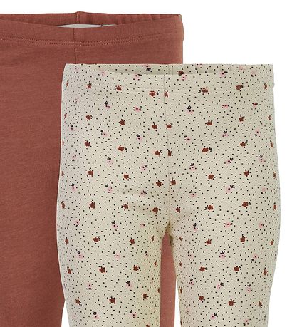 Minymo Leggings - 2er-Pack - Sheer Bliss/Brown