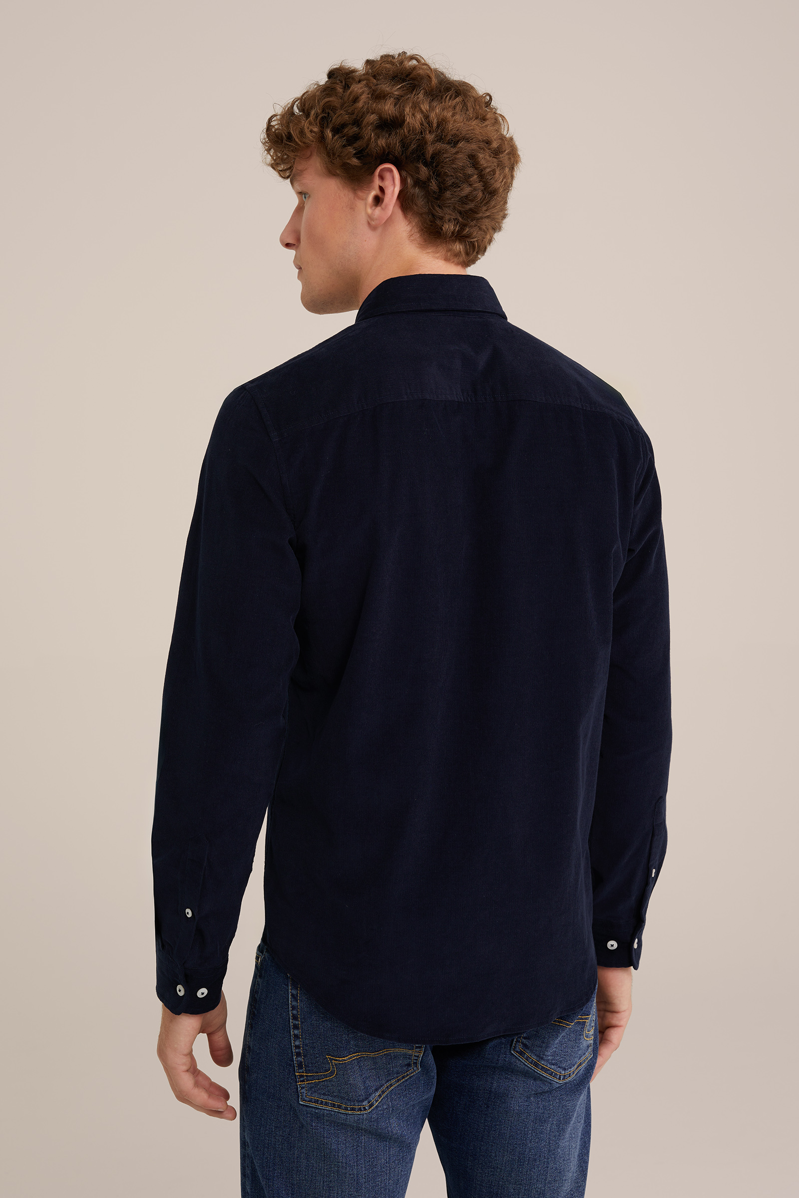 corduroy overhemd WE Fashion Donkerblauw