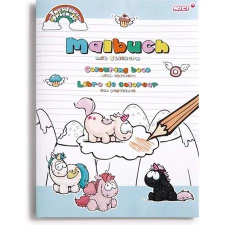 NICI Theodor & Friends Sticker-Malbuch Einhorn Theodor mit Freunden, DIN A4