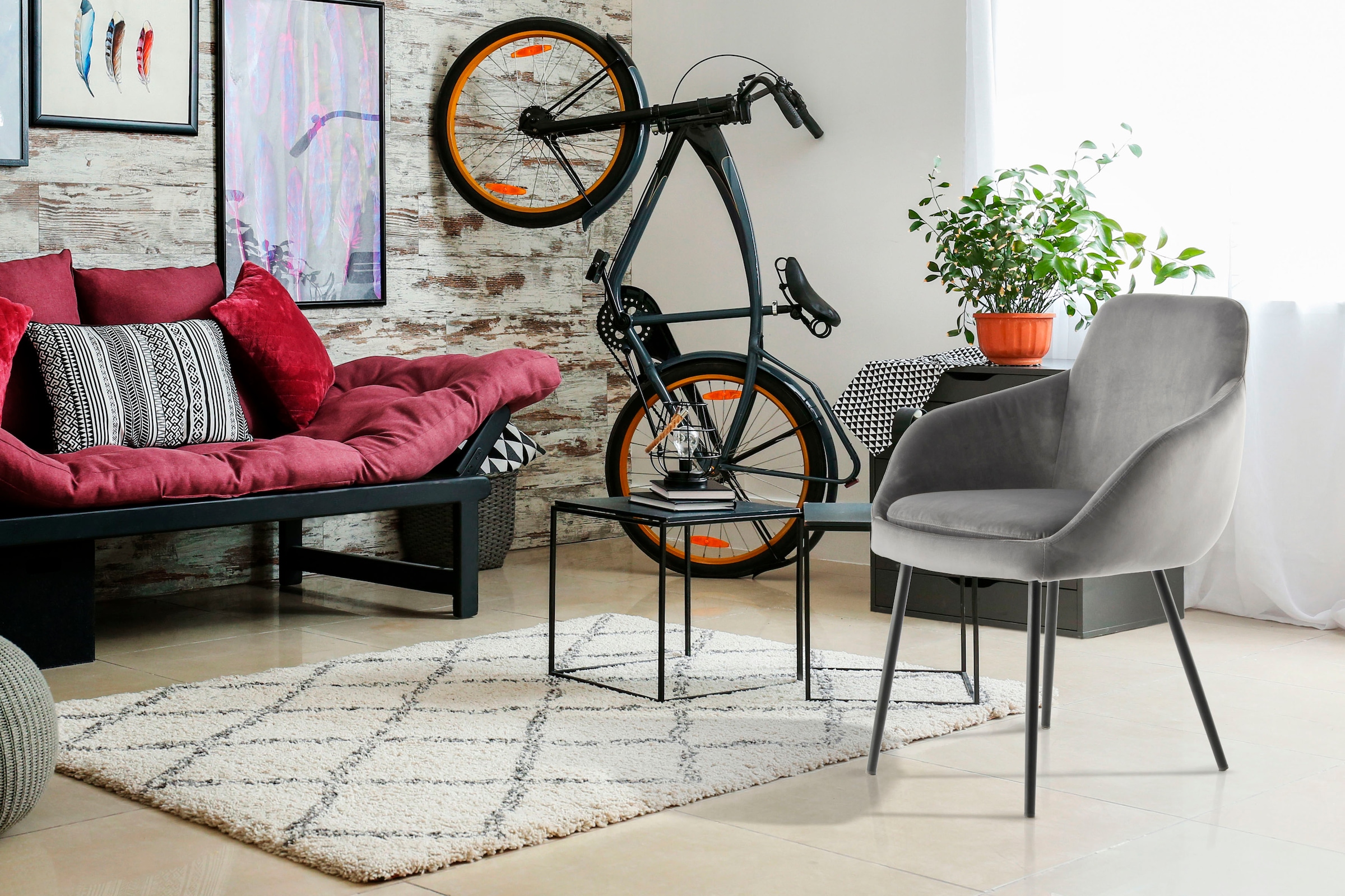 Kayoom Polsterstuhl »Stuhl Cobain 825 2er-Set, einfarbiges Design, minimalistisch gestaltet« (Set) 2 Stk.samtweicher Bezug, weiche Polsterung für ein gemütliches Sitzgefühl