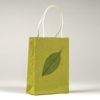 Tasche aus handgeschöpftem Papier, grün, L 11,5 cm, B 5 cm, H 16 cm günstig bestellen
