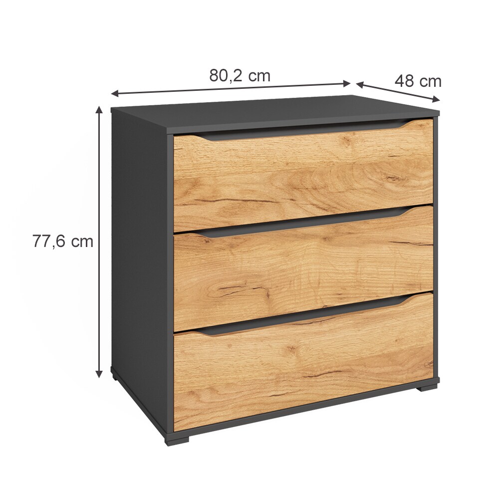 Vicco Kommode Ruben 80 x 78 cm Anthrazit Eiche Sideboard